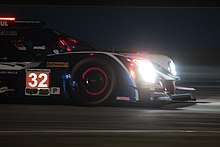Ligier JS P217 LMP2 of 2018 12 Hours of Sebring at night.