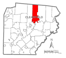 Map of Clearfield County, Pennsylvania highlighting Goshen Township