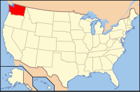ワシントン州の位置を示したアメリカ合衆国の地図