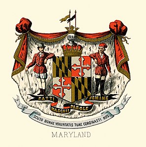 Coat of arms of Maryland at Historical coats of arms of the U.S. states from 1876, by Henry Mitchell (restored by Godot13)