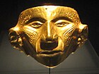 Mask; gold; 8.7 x 12.7 cm; Gold Museum (Bogotá)