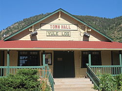 Palmer Lake Town Hall; Yule Log Hunt is held each December.