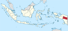 Alta Papua destacada no mapa da Indonésia