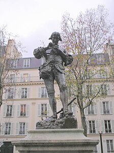 Détail du Monument à Parmentier (bronze de 1982, d'après l'original de 1888), parvis de la mairie de Neuilly-sur-Seine.