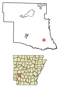 Location of Delight in Pike County, Arkansas.