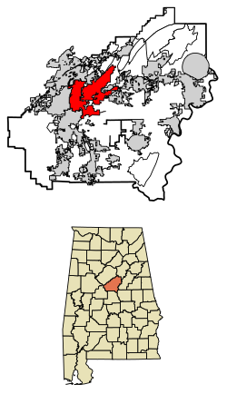 Location of Pelham in Shelby County, Alabama