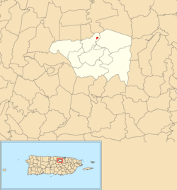 Location of Toa Alta barrio-pueblo within the municipality of Toa Alta shown in red