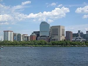 2007 view from the west, with former Charles Street Jail buildings at right