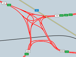 Übersichtskarte Autobahnkreuz Loncin