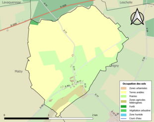 Carte en couleurs présentant l'occupation des sols.