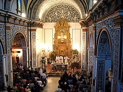 Celebración religiosa en la iglesia parroquial de Vallanca (Valencia), durante el XLI septenario, año 2005.