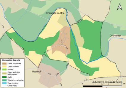 Carte des infrastructures et de l'occupation des sols en 2018 (CLC) de la commune.