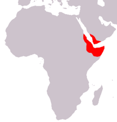 Área de distribución de Papio hamadryas.