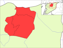 Provinsens läge i Syrien, med distrikten markerade.