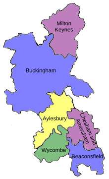 Map of parliamentary constituencies in Buckinghamshire 1983–1992