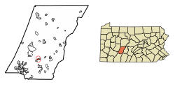 Location of Ehrenfeld in Cambria County, Pennsylvania.
