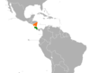 Location map for Costa Rica and Nicaragua.