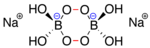 Perborate dimer, peroxide bond shown in red, charges in blue