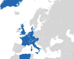 Um mapa colorido dos países da Europa