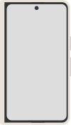 Diagram of the front of a Pixel Fold smartphone in white.