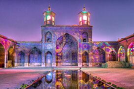 Outside of the mosque at night