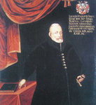 Jan Magnus Tęczyński with coat of arms in upper right