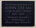 John Dee memorial plaque installed in 2013 inside the church