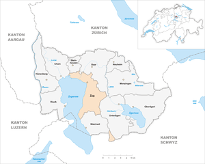 ツーク州の地図の位置図