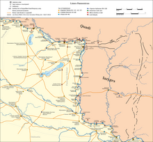 Yellow and Orange map, with blue lines