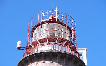 Lighthouse lantern in a height of 39 m reaching 17 nautical miles