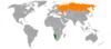 Location map for Namibia and Russia.