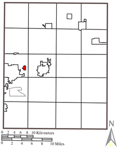 Location in Portage County showing former village boundaries
