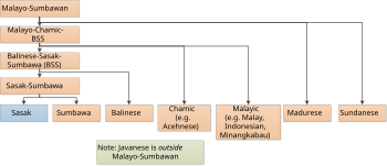 Chart of the relationship between Sasak and nearby languages