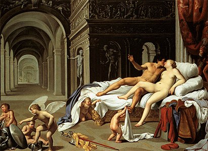 Mars et Vénus (1600), huile sur cuivre, 40 × 55 cm, Madrid, musée Thyssen-Bornemisza.