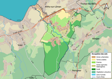 Carte en couleurs présentant l'occupation des sols.