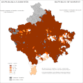 Distribution of Albanians in Kosovo 2011 by settlements.