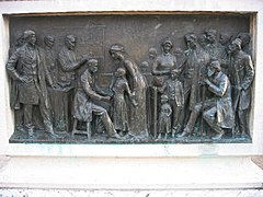 Séance de vaccination par Pasteur (détail bas-relief statue précédente)