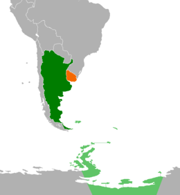 Mappa che indica l'ubicazione di Argentina e Uruguay