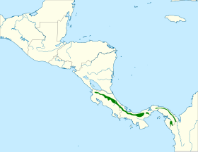 Distribución geográfica de la tangara negriamarilla.