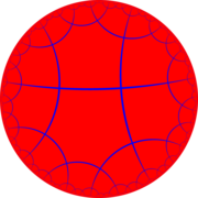 Regular hexagons with right angles can tile the hyperbolic plane with four hexagons meeting at each vertex, giving the order-4 hexagonal tiling. For any n ≥ 5 there is a hyperbolic tiling by right-angled regular n-gons, dual to the tiling with n squares about each vertex.[66]