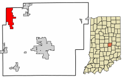 Location of McCordsville in Hancock County, Indiana.
