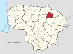 Location of Kupiškis district municipality within Lithuania