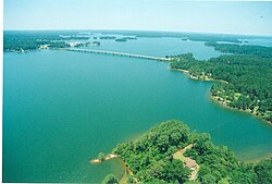 Lake Martin aerial view, including Kowaliga Bridge