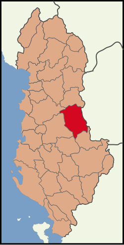 Map showing Librazhd District within Albania