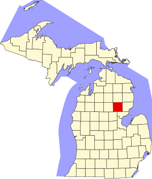 Map of Michigan highlighting Ogemaw County