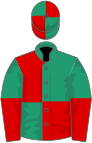 Emerald green and red (quartered), halved sleeves