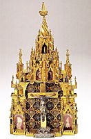 Unusually fancy North Italian pax, including relics, 1434, Trento Cathedral, 33 cm high