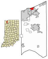 Location of Dune Acres in Porter County, Indiana.