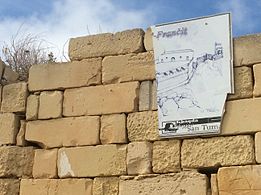 Sign on the battery, using the name Tal-Franċiż Battery