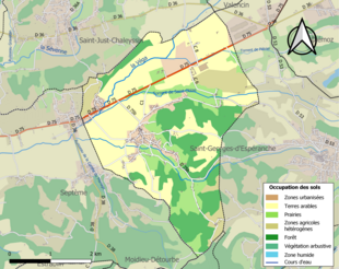 Carte en couleurs présentant l'occupation des sols.